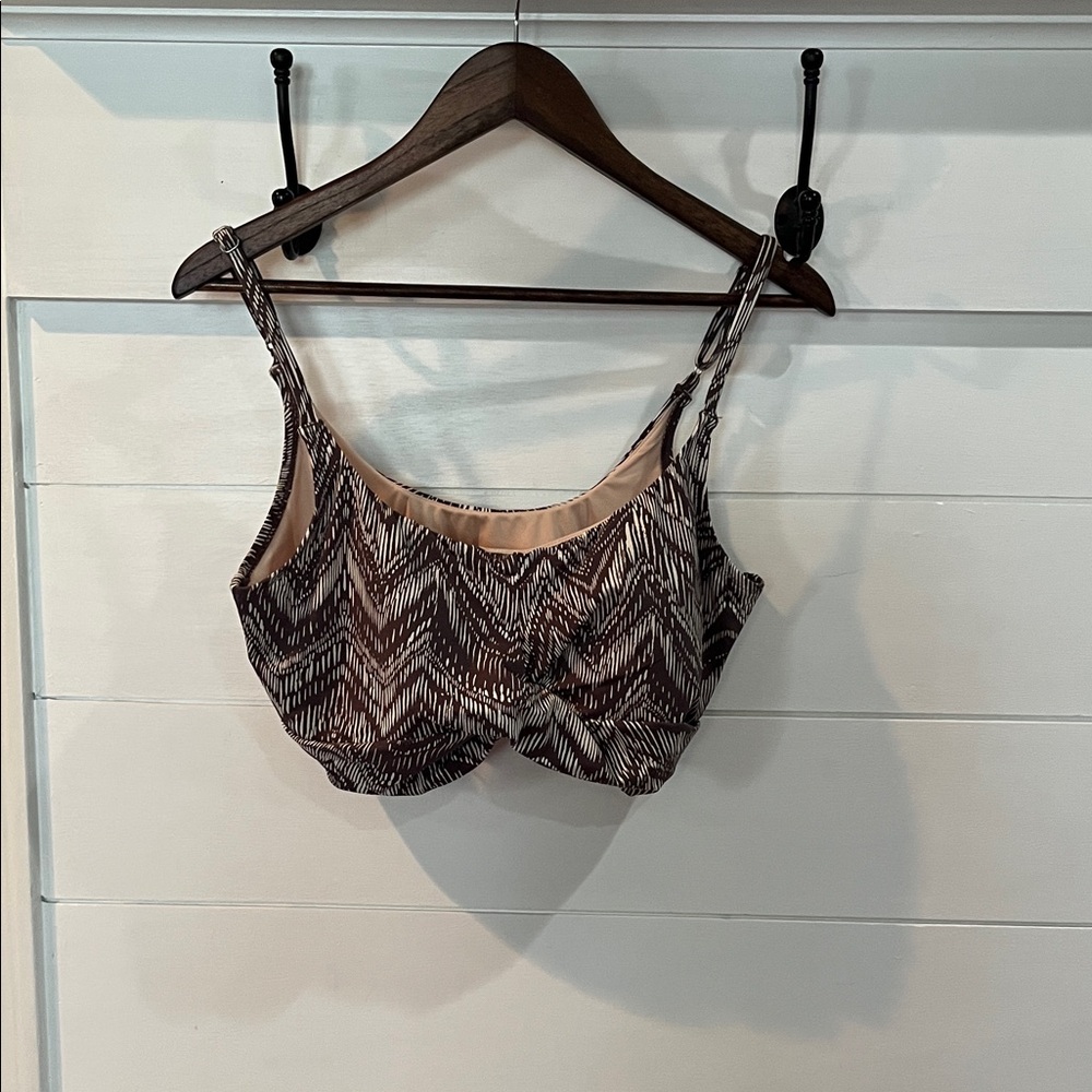 Garnet Hill Brown and Cream Bikini Top